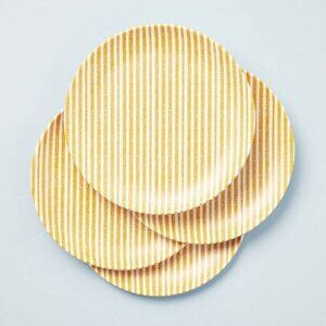 4pk 10.5" Rustic Stripe Bamboo-Melamine Dinner Plate Gold Hearth & Hand Magnolia
